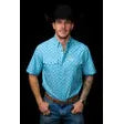 Ferrell Brand Men's The Prescott Short Sleeve Snap Shirt- Blue