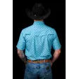Ferrell Brand Men's The Prescott Short Sleeve Snap Shirt- Blue