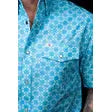 Ferrell Brand Men's The Prescott Short Sleeve Snap Shirt- Blue