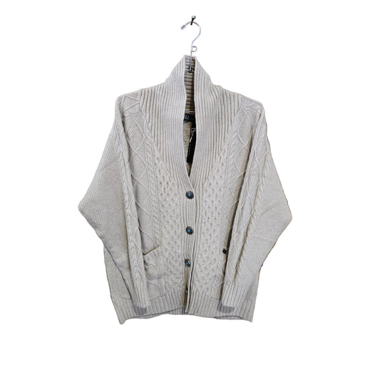 Lucky & Blessed Women's Cable Knit Concho Button Down Cardigan - Oatmeal