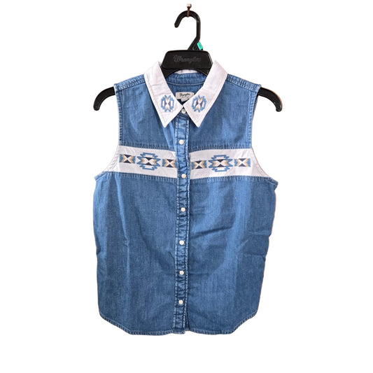 Wrangler Women's Sleeveless Snap Checotah - Denim