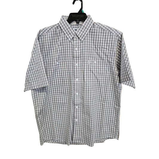 Wrangler Men's George Straight Short Sleeve Shirt - Peach/Grey