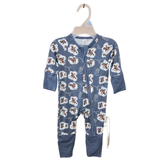 Boots & Bows Roped & Branded Denim Infant Sleeper