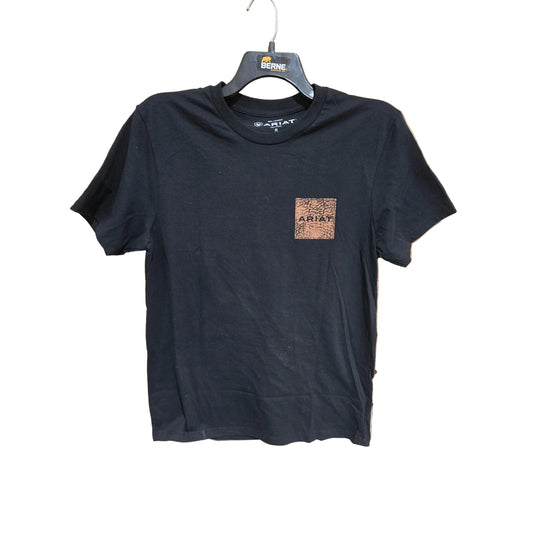 Ariat Men's Boot Leather Pitch Short Sleeve Tee Shirt - Black