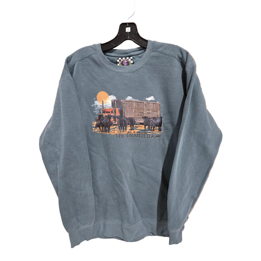 The Branded Roan Ranch Route Crewneck Shirt - Blue Spruce
