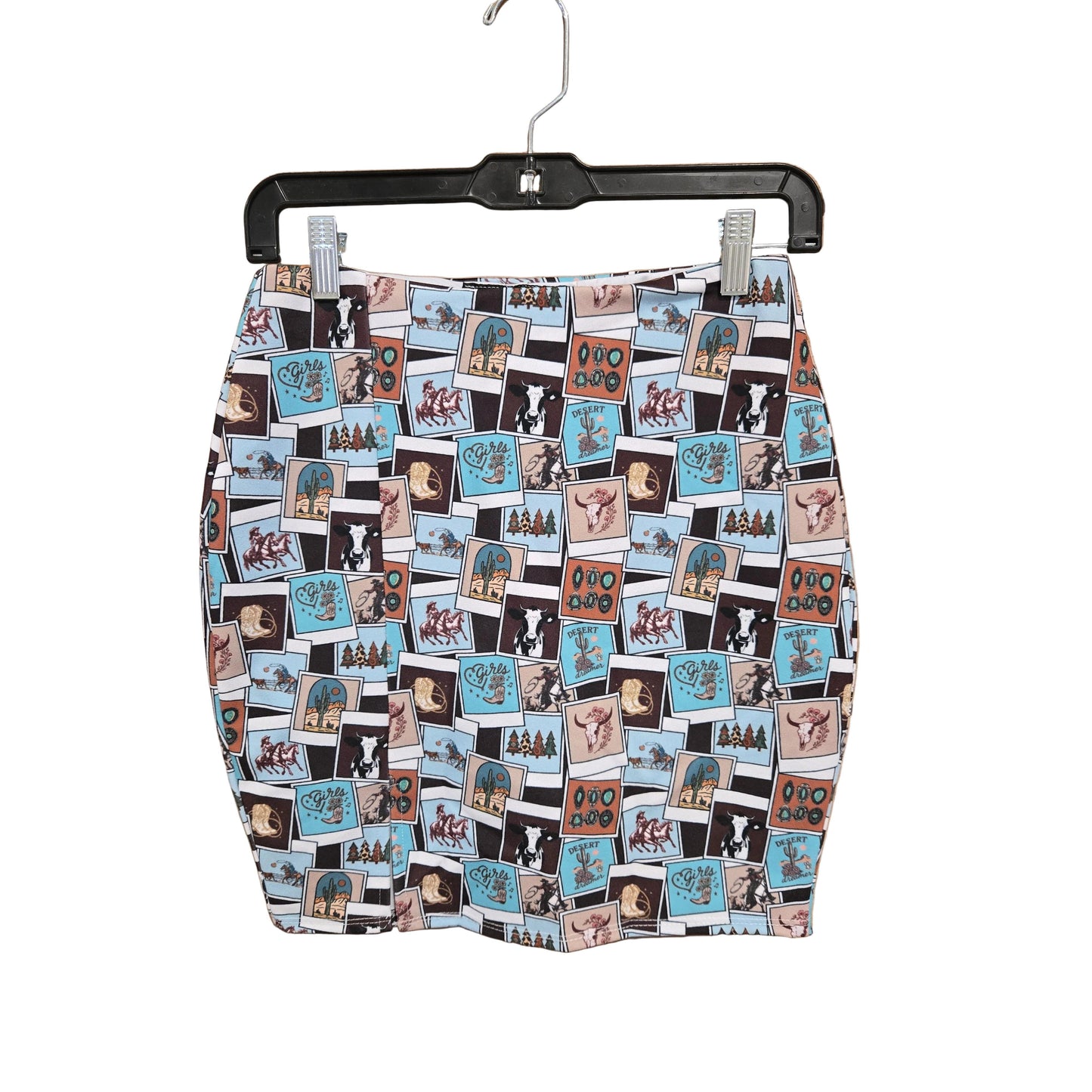 Lucky & Blessed Women's Western Collage Skort w Split Hem