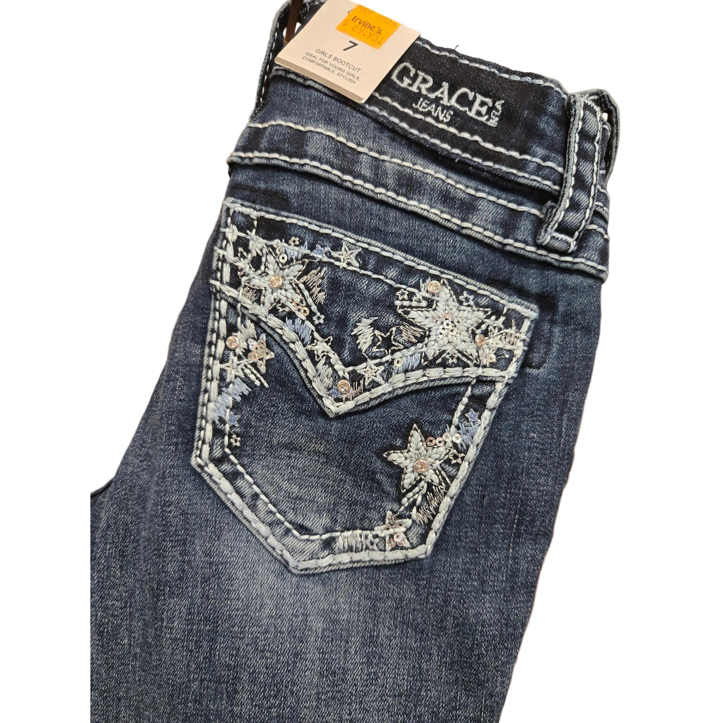 Grace in LA Girl's Stars Faux Flap Jeans