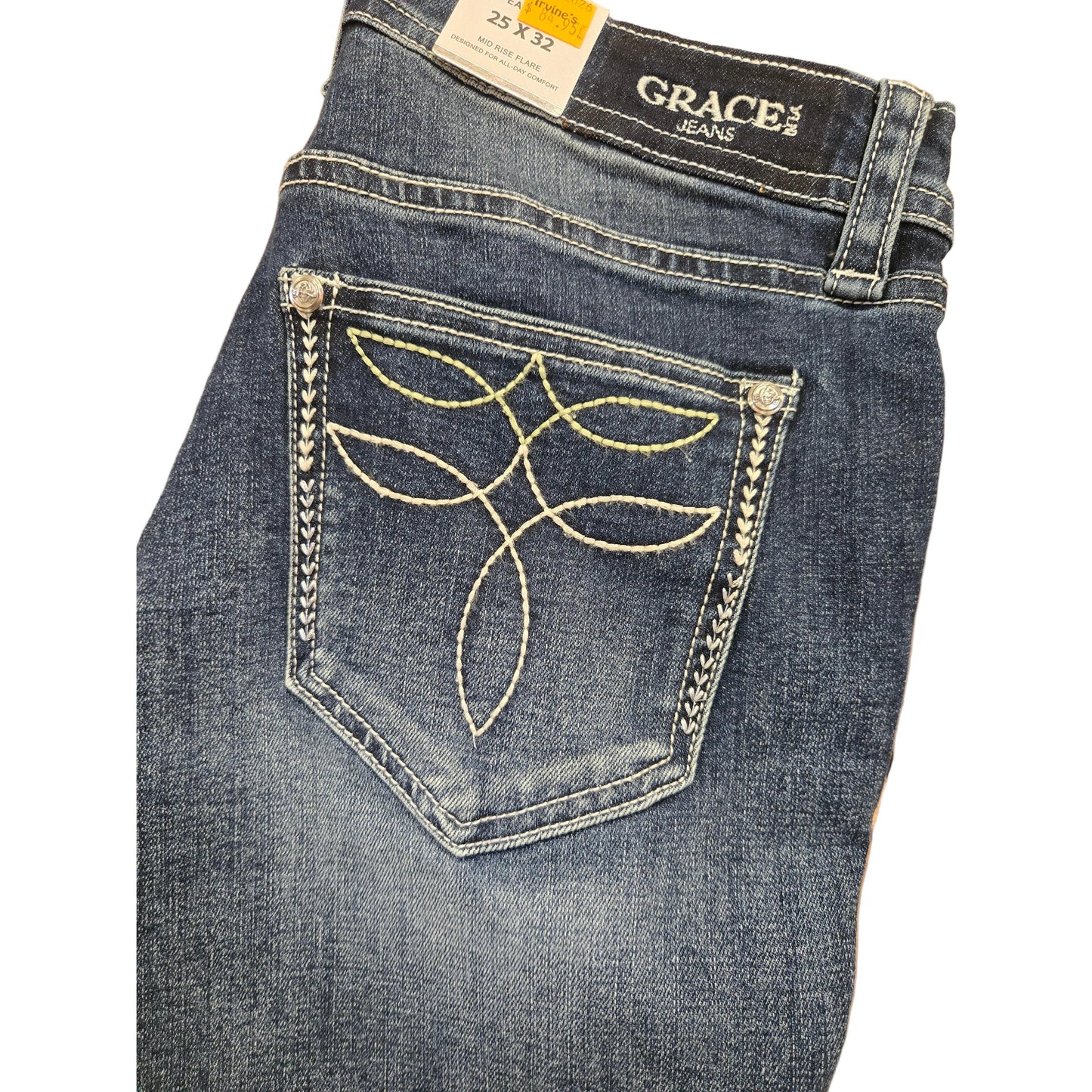 Grace in LA Women's Bug Tote Embroidered Jeans