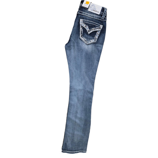 Grace in LA Women's Border Faux Flap Jeans