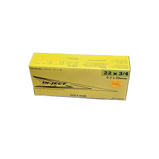 Poly Hub Needle 22G x 3/4" - 100/Box