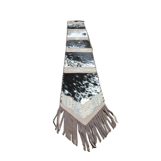 D2W Trading  Table Runner Model 2 - Plain w Details & Fringes Croc Tan