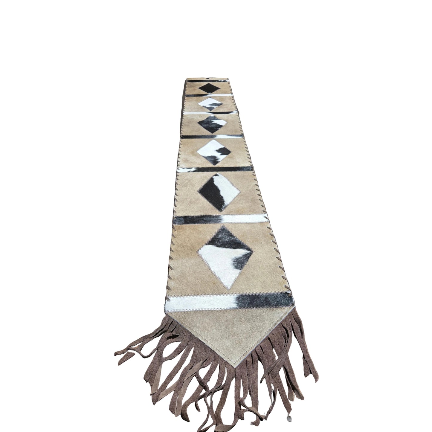 D2W Trading Table Runner Model 1 -  Diamonds w Fringes 8'
