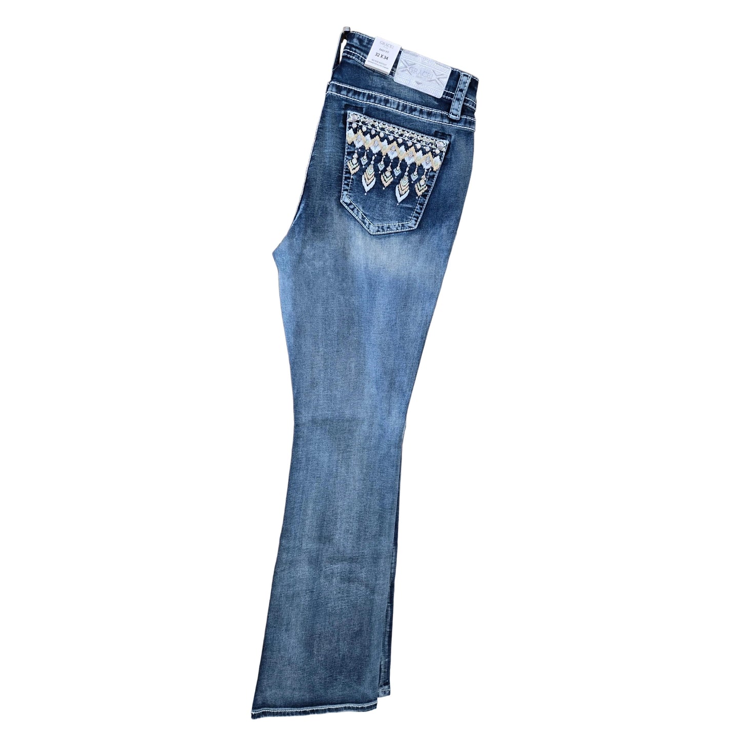 Grace in LA Women's Embellished Midrise Bootcut Jeans