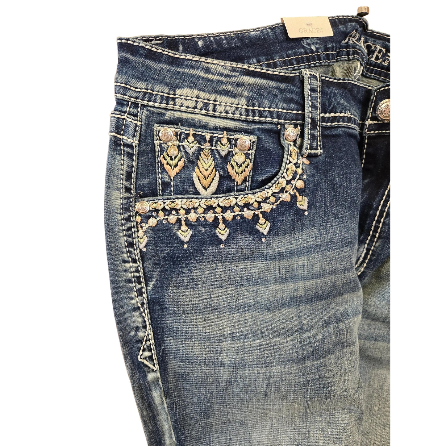 Grace in LA Women's Embellished Midrise Bootcut Jeans
