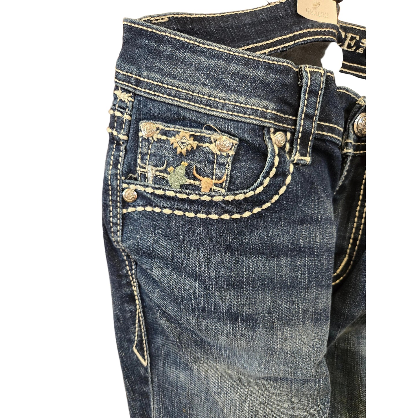 Grace in LA Women's Yoke Embroidery Jeans