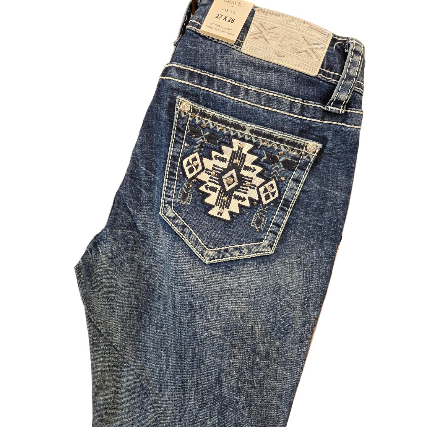 Grace in LA Women's Aztec BOHO Jeans