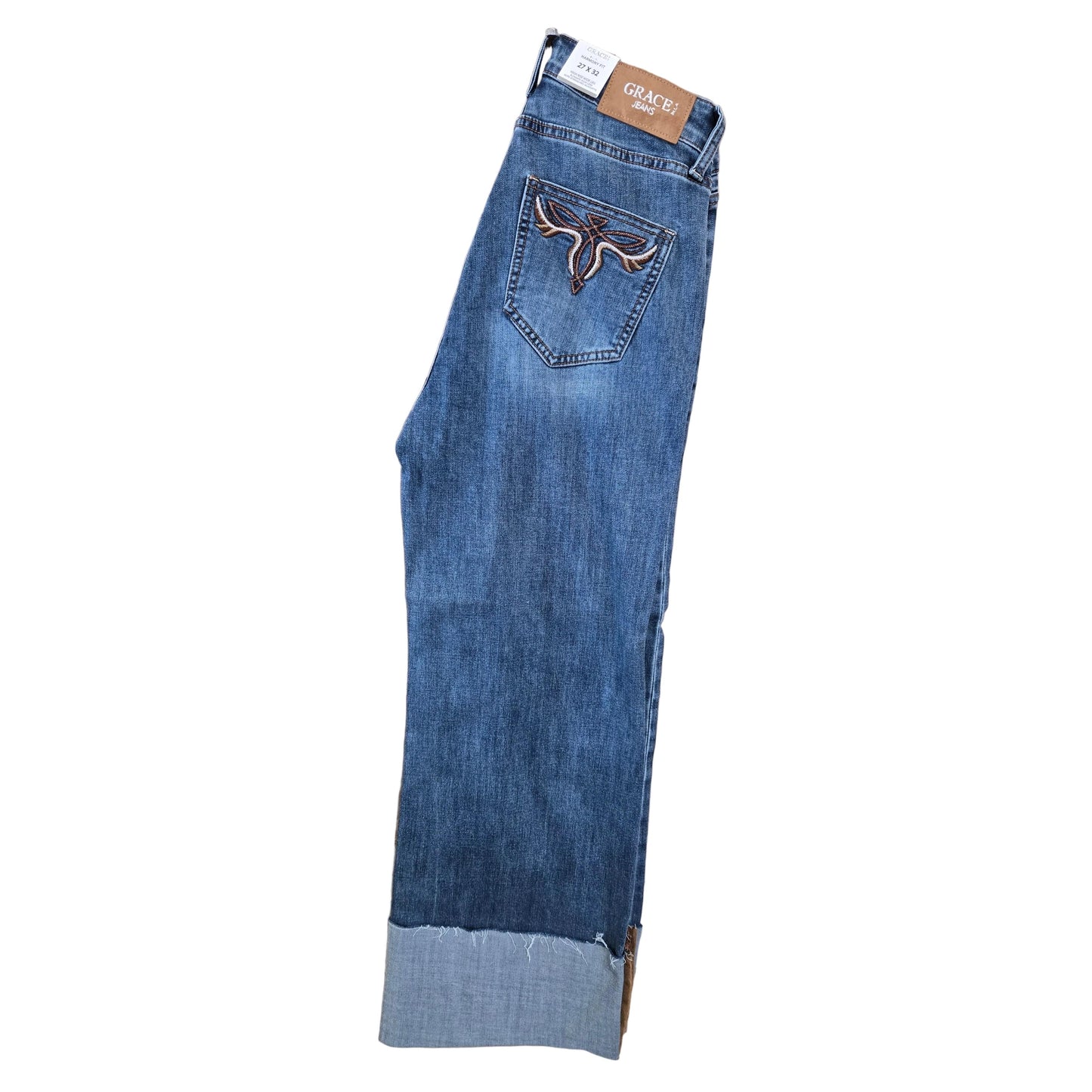 Grace in LA Women's Bug Toe Crop Jeans
