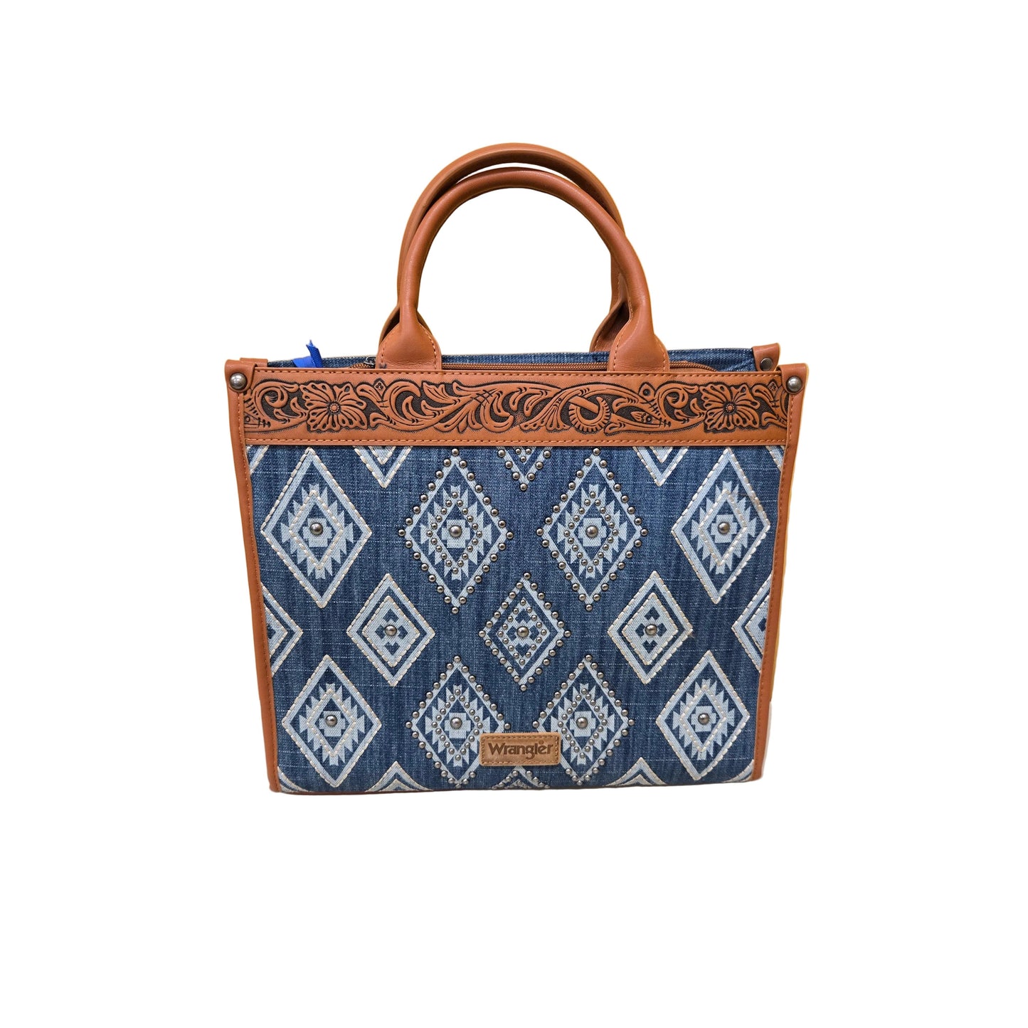 Wrangler Aztec Studded Denim Tote & Crossbody Bag- Multiple Colours