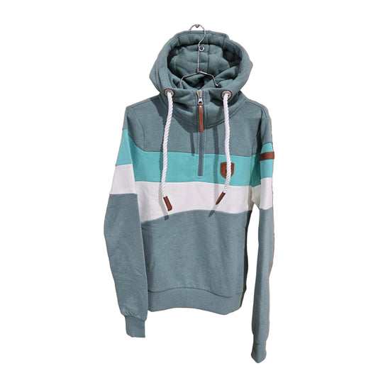 Wanakome Women's Further Long Sleeve Zip Neck Hoodie - Cabin Green Mix