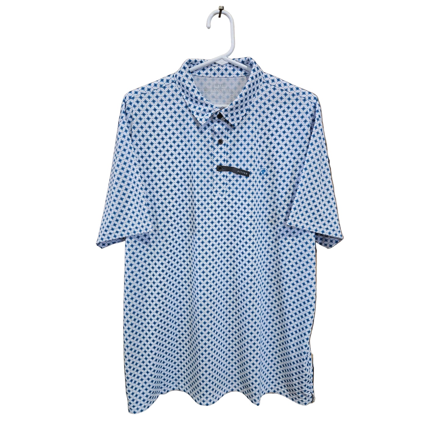 Ariat Men's Allover Geometric Print Fitted Polo - White