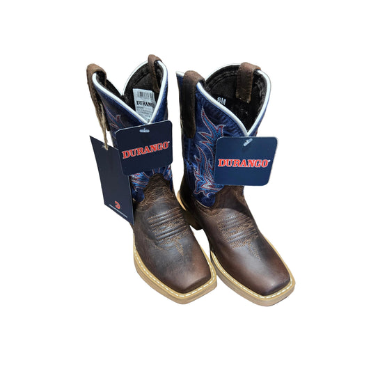 Durango Kid's Shyloh Little Kids 8 Inch Cutter Toe Western Boot - Drift Wood/Lapis Blue