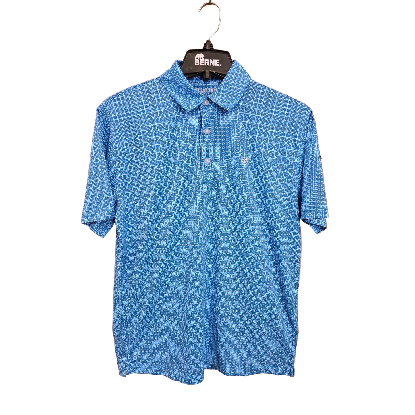Ariat Men's Allover Geometric Print Polo - Ibiza Blue