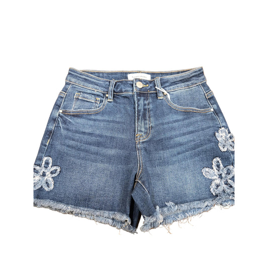 Risen Women's High Rise Flower Patched Shorts - Dark