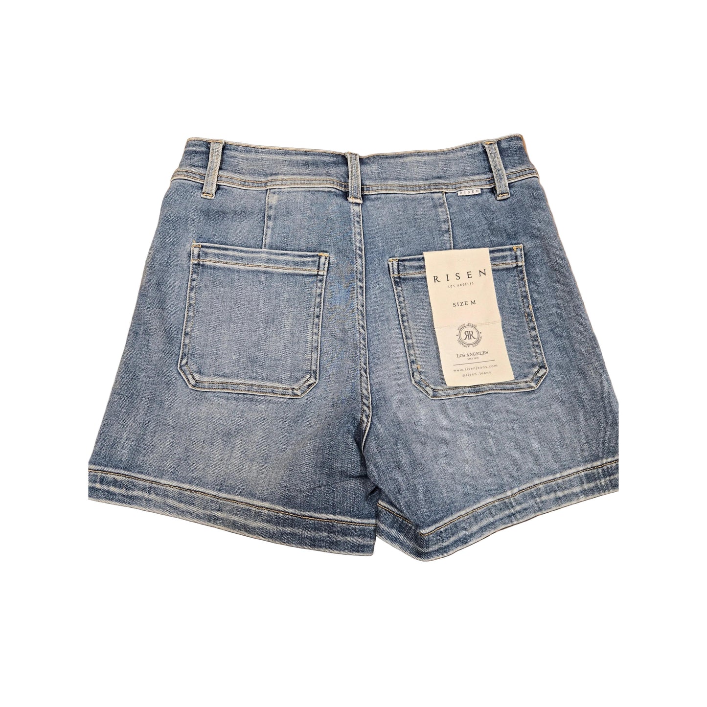 Risen Women's High Rise Patched Front Pocket Shorts - Medium