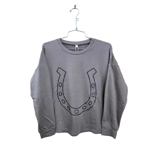 Southern Grace Apparel Women's Horseshoe Sweatshirt - Mocha