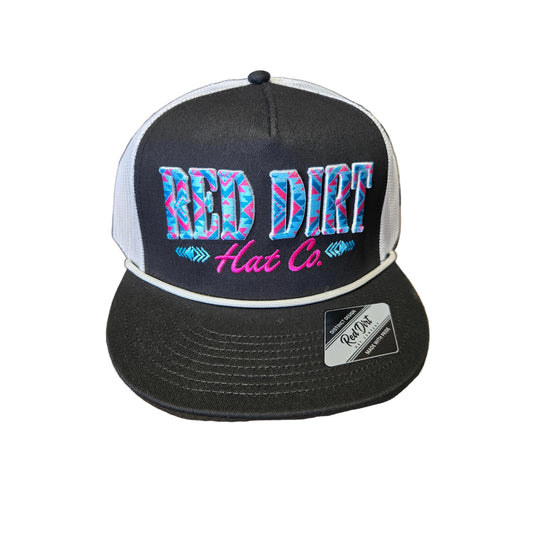 Red Dirt Hat Co. Straight Shooter 5 Panel  Cap - Black/White