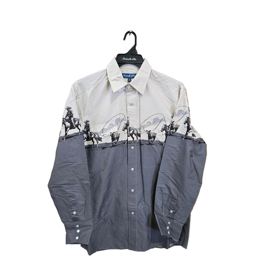 Panhandle Men's Boarders Long Sleeve 2 Pocket Snap Shirt - Tan