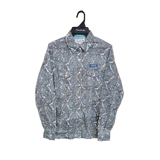 Panhandle Women's 2 Pocket Paisley Print Long Sleeve Shirt - Tan