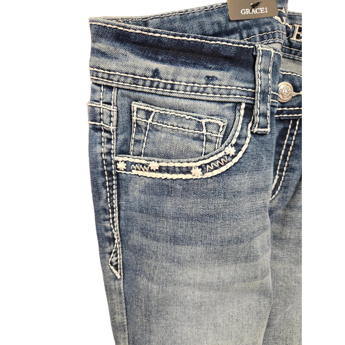 Grace in LA Girl's Zig Zig Stitch Jeans