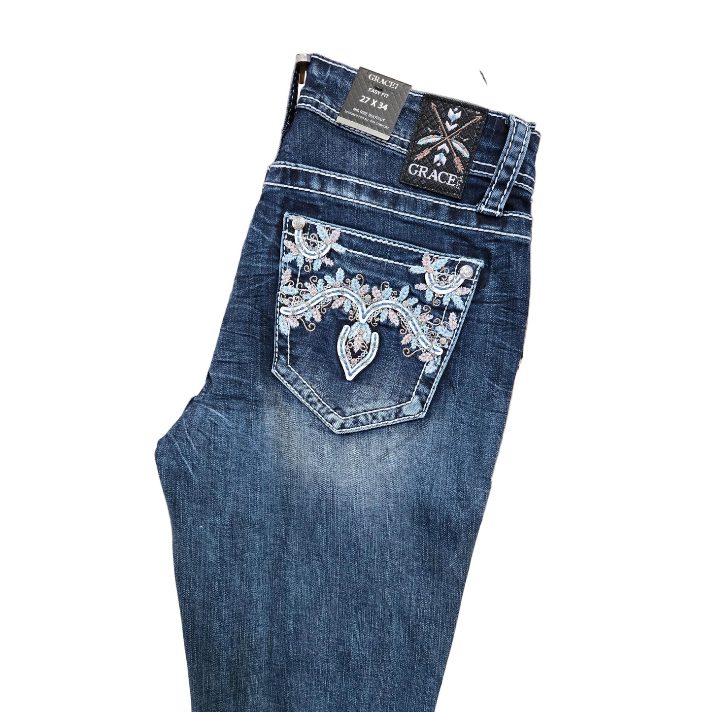 Grace in LA Women's Aztec Sequins Jeans