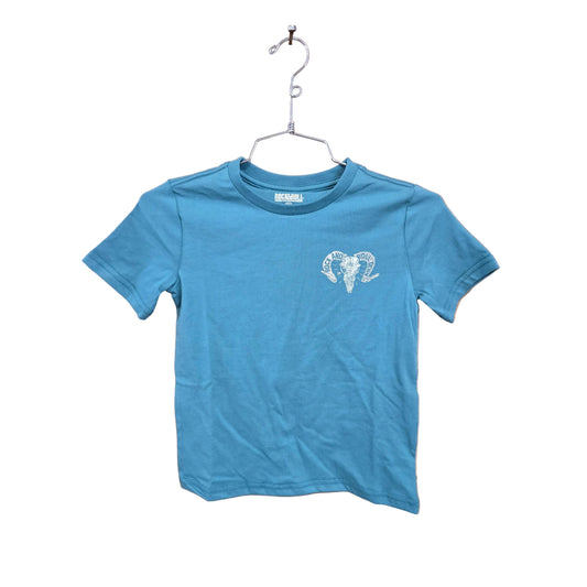Rock & Roll Boy's Ram Skull Graphic Tee Shirt - Turquoise