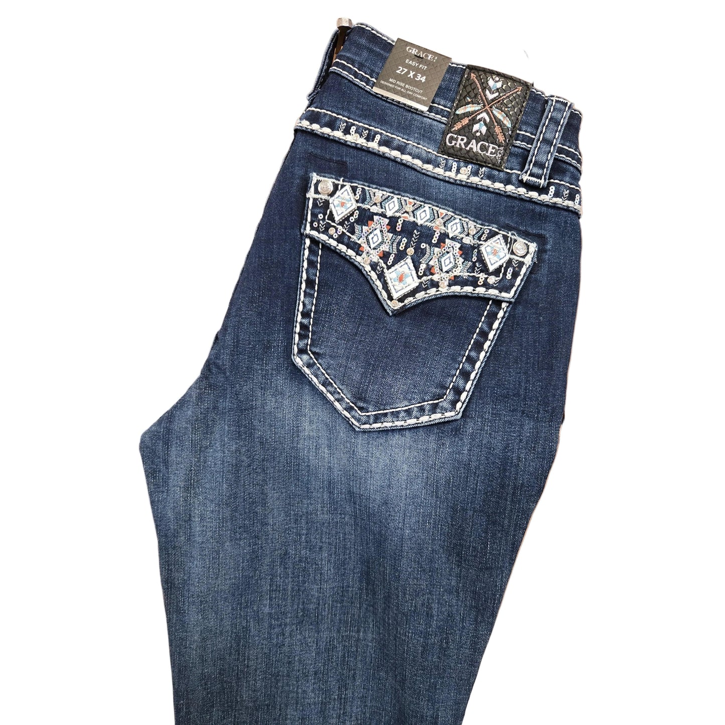 Grace in LA Women's Aztec Flap Jeans