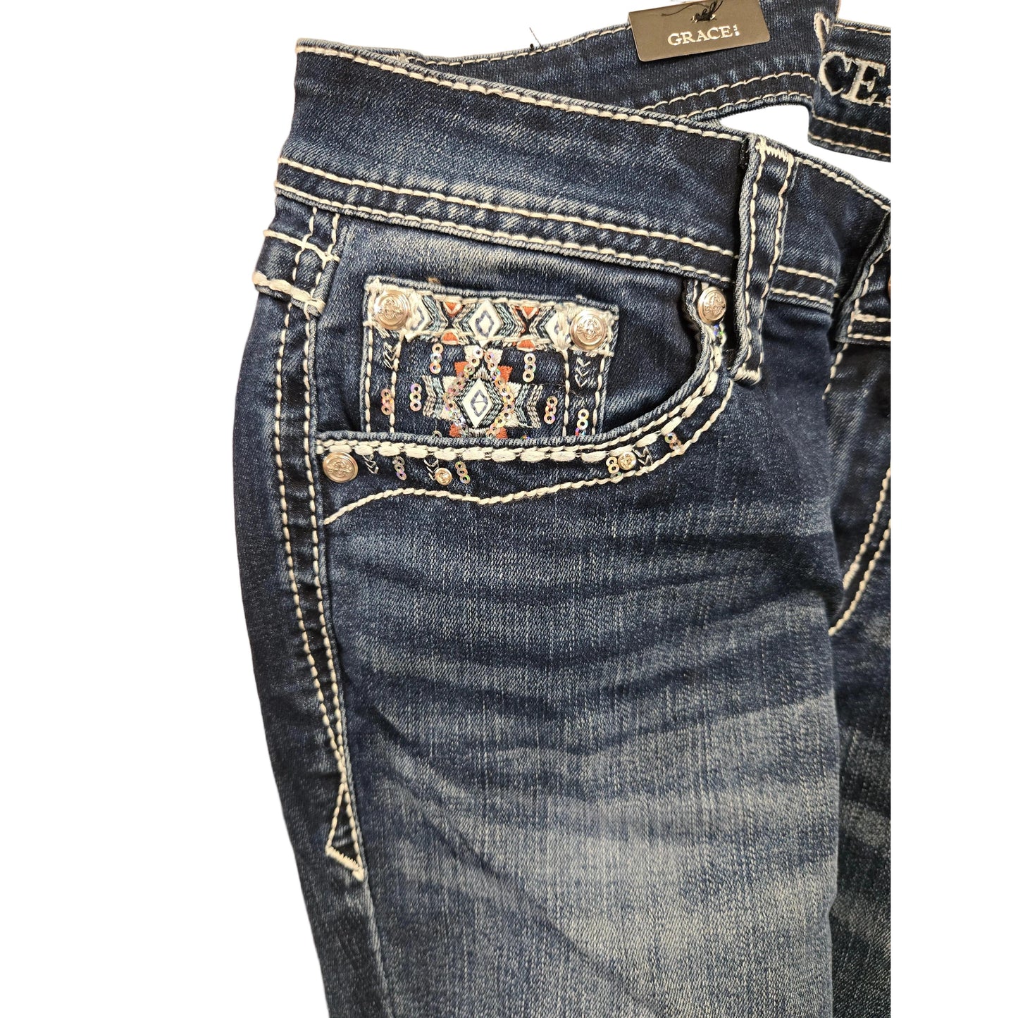 Grace in LA Women's Aztec Flap Jeans
