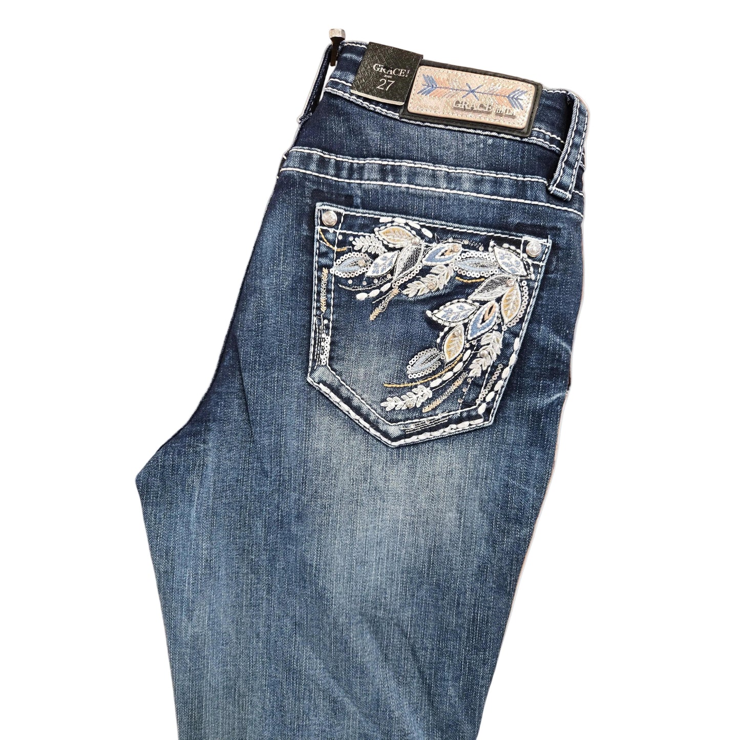 Grace in LA Women's Feather Modif Jeans