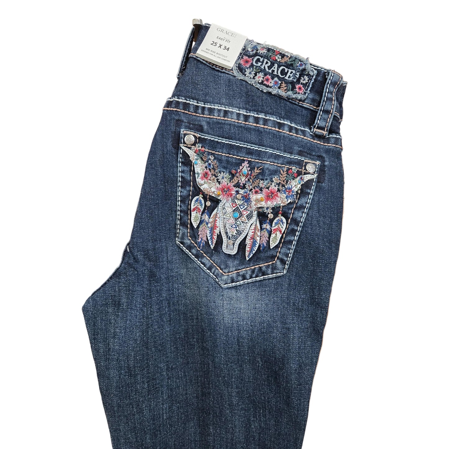 Grace in LA Women's Steer Head Jeans