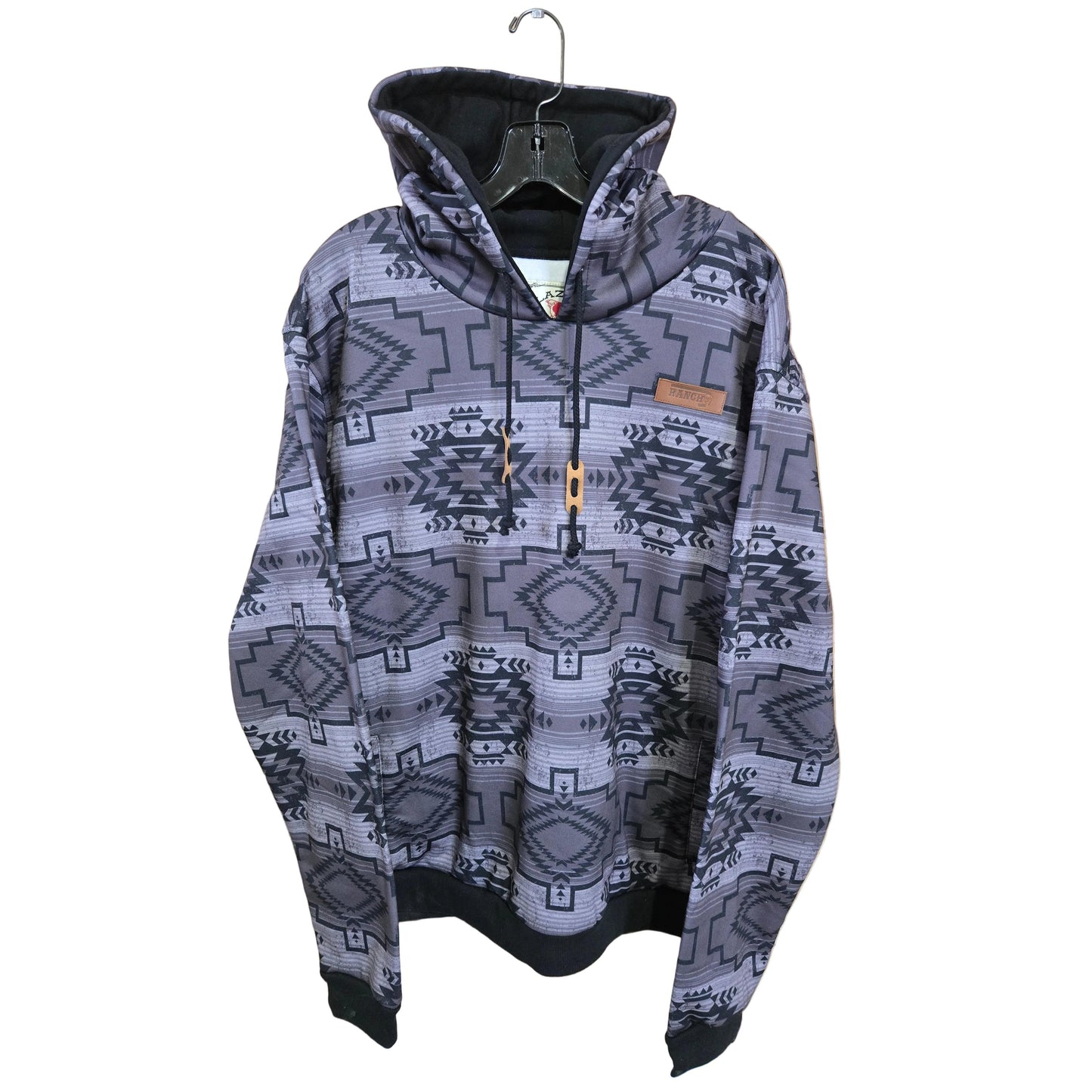 Lazy J Ranch Men's Aztec Long Sleeve Hoodie - Charcoal Grey
