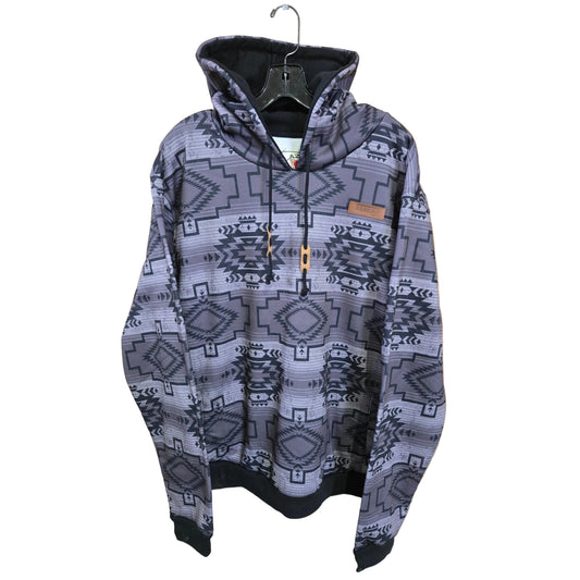 Lazy J Ranch Men's Aztec Long Sleeve Hoodie - Charcoal Grey