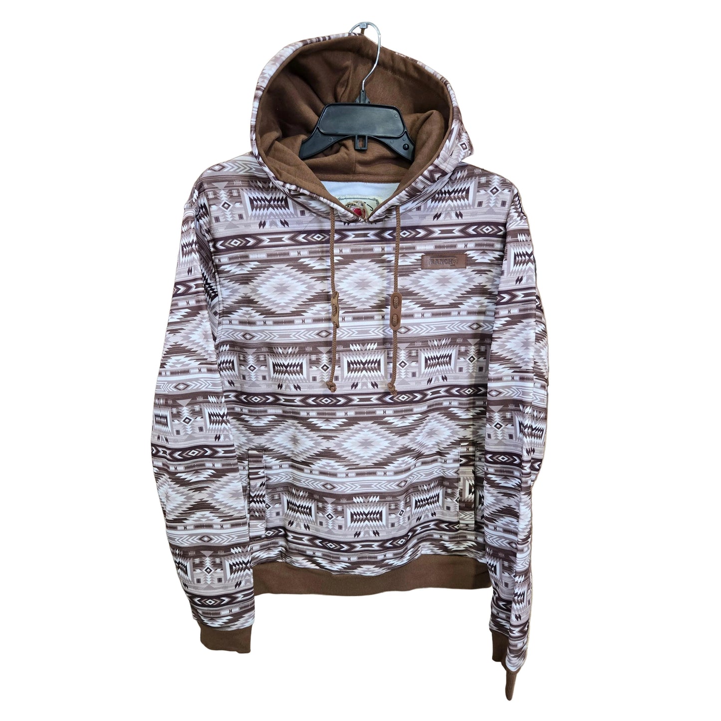 Lazy J Ranch Men's Aztec Long Sleeve Hoodie - Brown