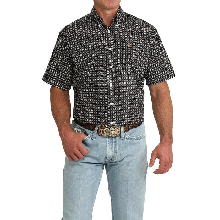 Cinch Men's Short Sleeve Print Shirt-Navy