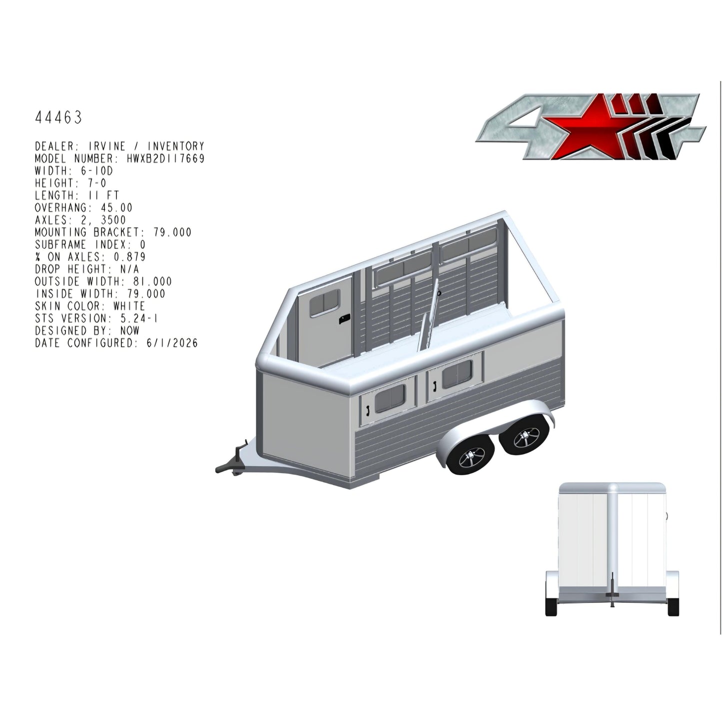 2027 4-Star 11' 2-Horse Slant Load Bumper Pull