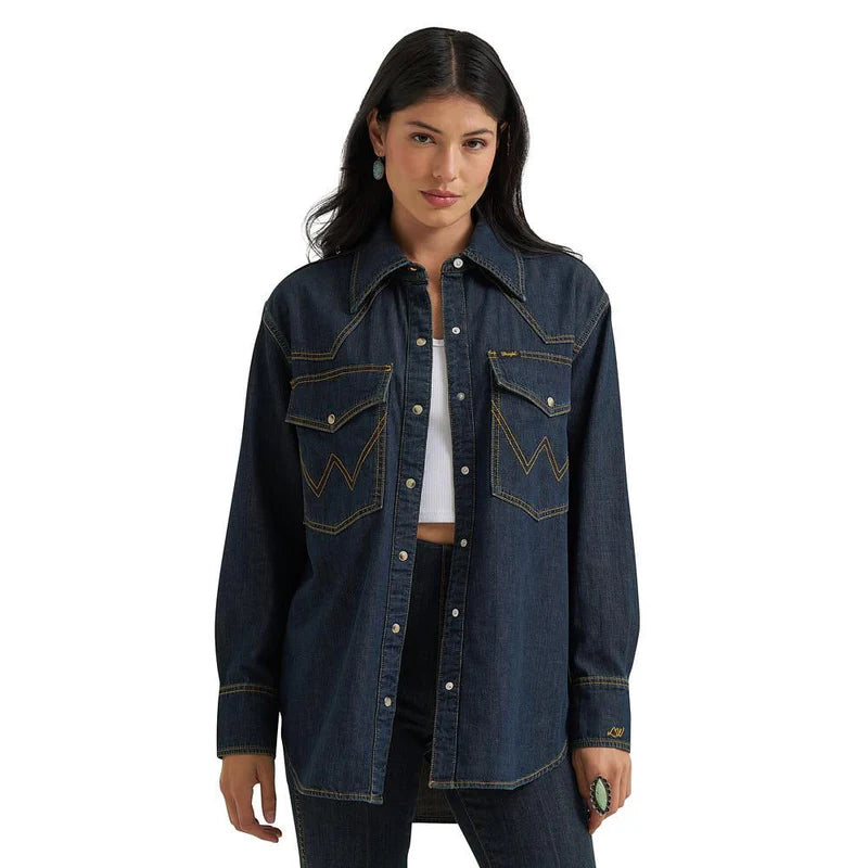 Wrangler Lainey Wilson Long Sleeve Utility Denim Shirt