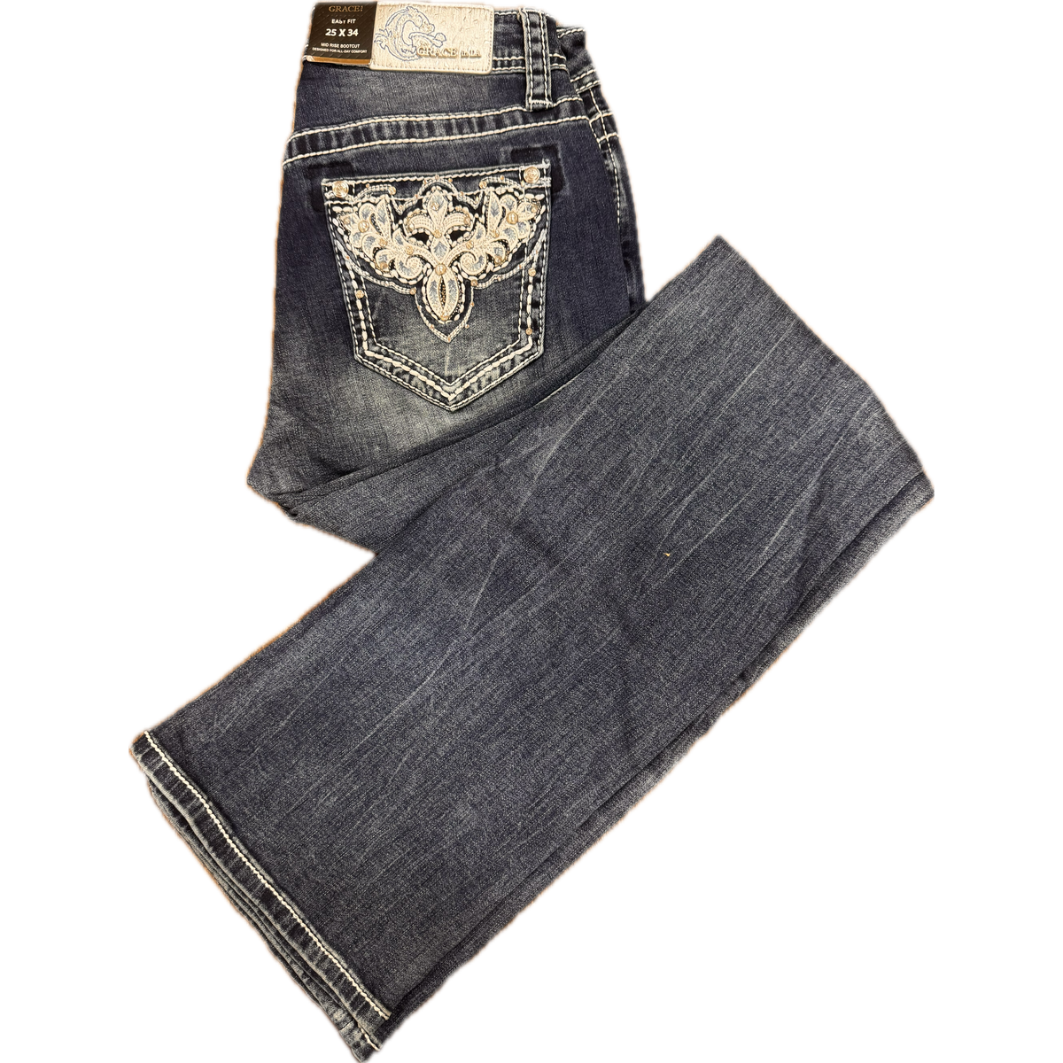 Grace in LA Women's Western Embroidered Jeans