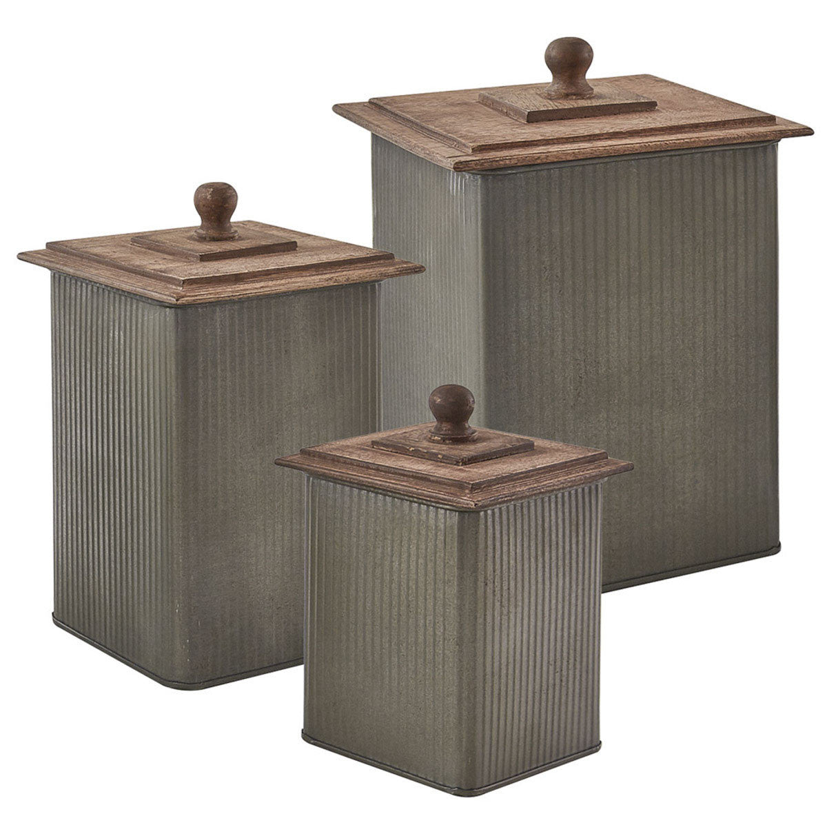 Norwood Canisters with Wood Lids - Set of 3