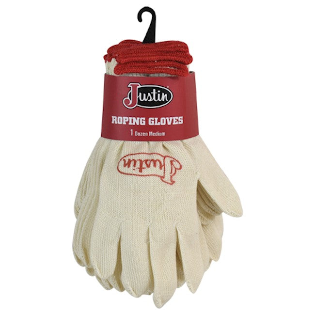 Justin 12-Pack Cotton Roping Gloves - White