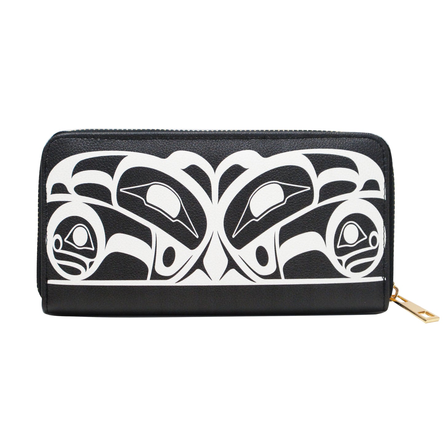 Roy Henry Vickers Raven Zip Around Wallet- Black/White