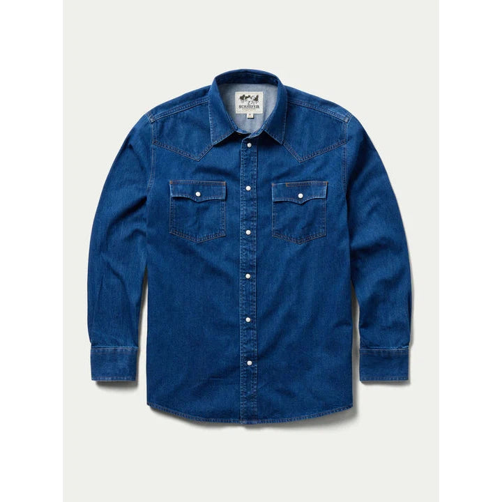 Schaefer Men's Western Denim Snap Shirt - Dark Indigo